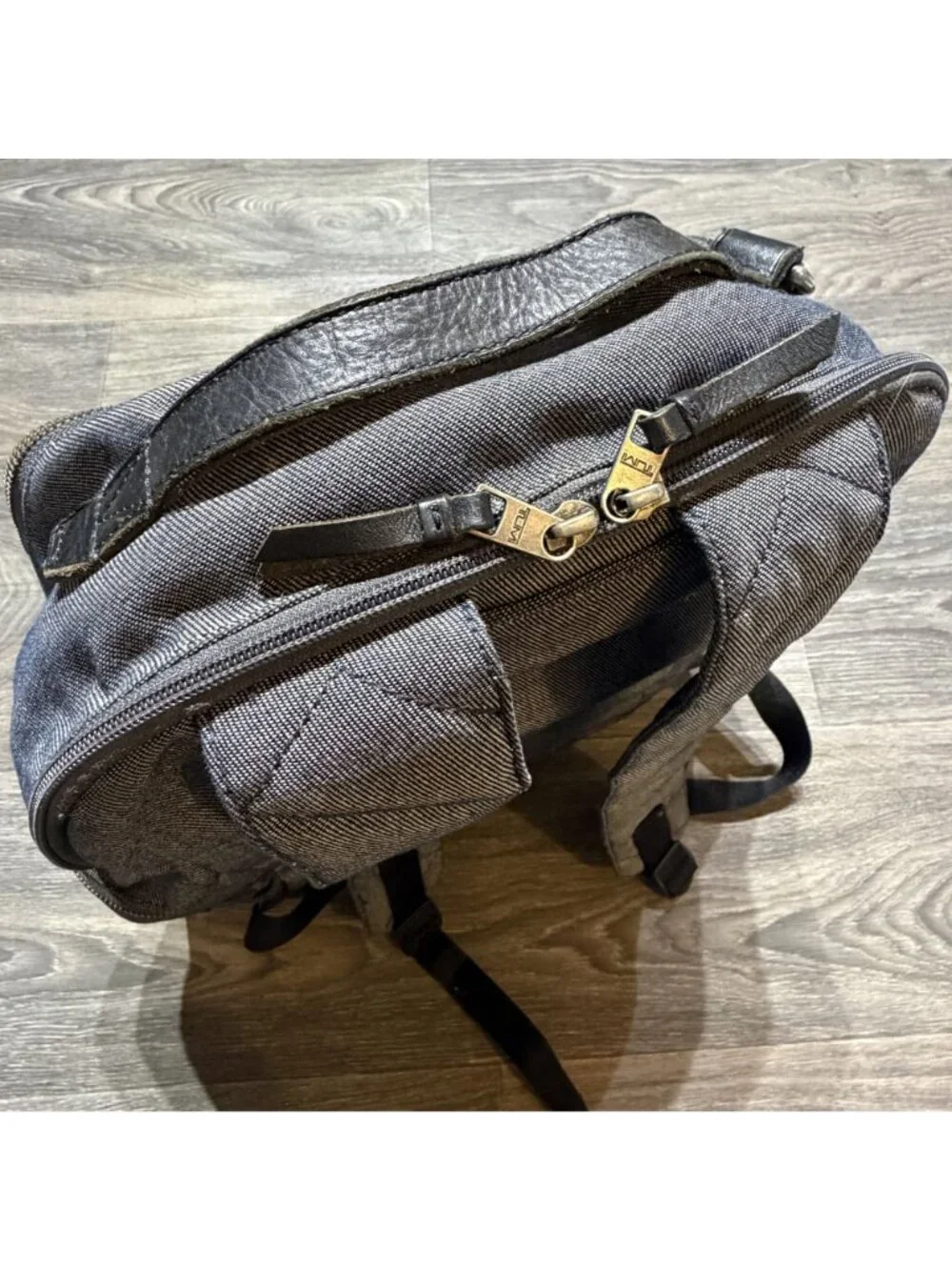 Tumi Alpha Bravo Denim Gray Backpack Multi Compartments Travel Work 61083